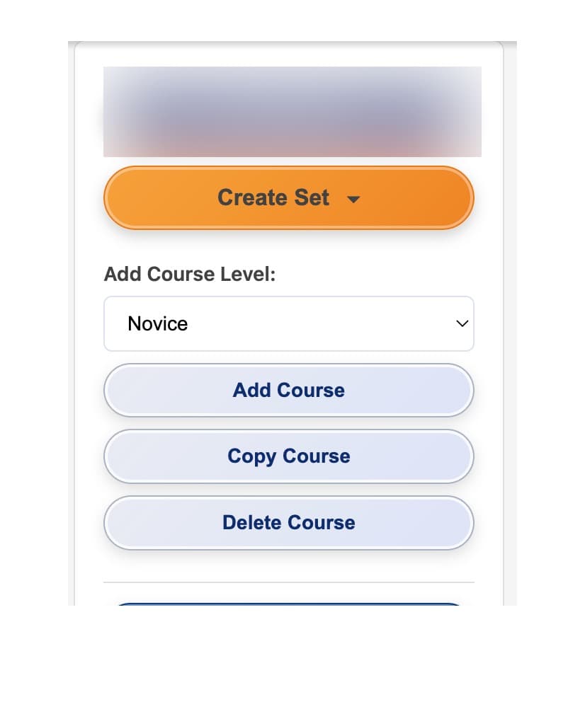 Create Course Set interface