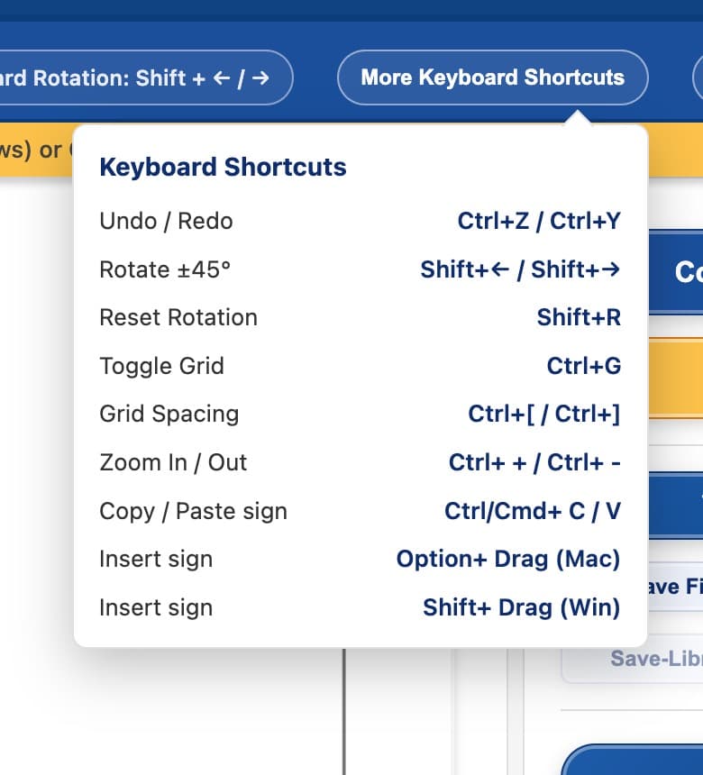 Keyboard shortcuts reference