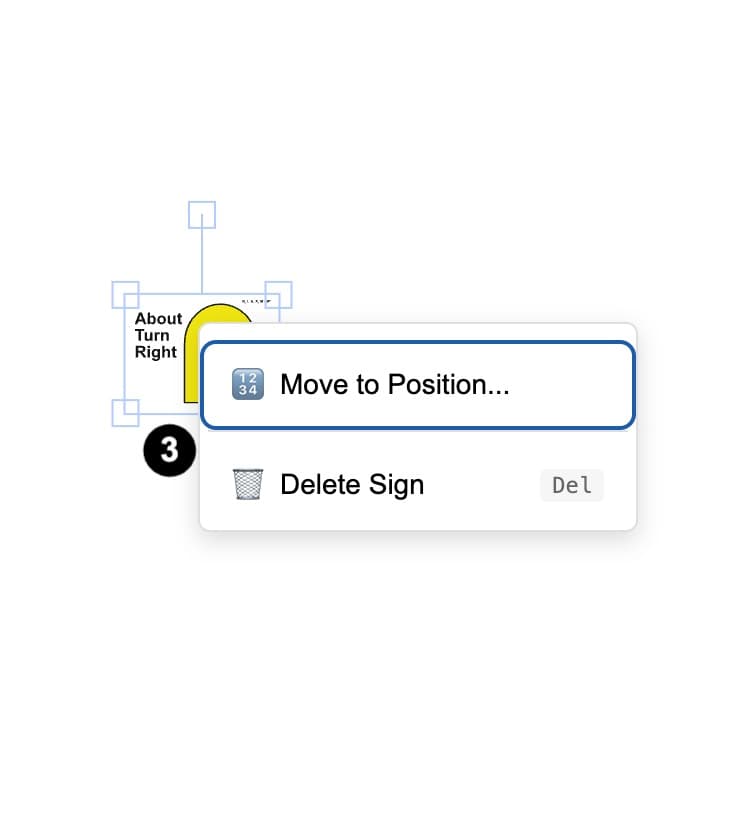 Right-click context menu for signs