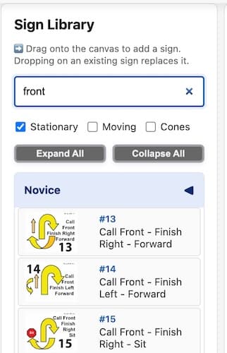 Sign Library interface