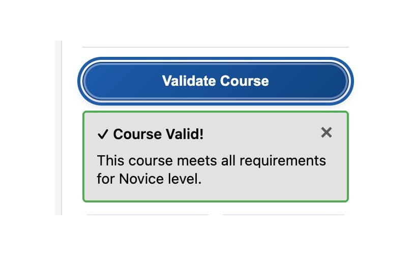 Course Validation results